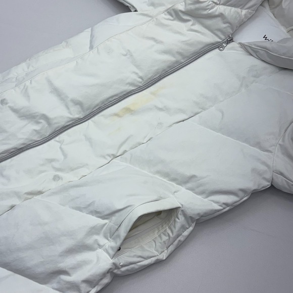 WILFRED Duvet Goose Down Long Puffer Jacket Women XS White Coat Parka Aritzia - Picture 7 of 10